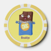 かわいいハッピーチョコレートキャンディバー漫画のキャラクター ポーカーチップ (正面)