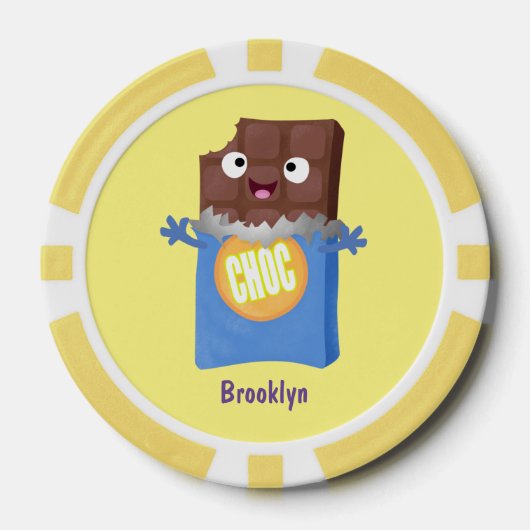かわいいハッピーチョコレートキャンディバー漫画のキャラクター ポーカーチップ (正面)