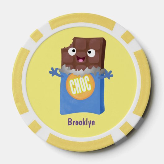 かわいいハッピーチョコレートキャンディバー漫画のキャラクター ポーカーチップ (裏面)