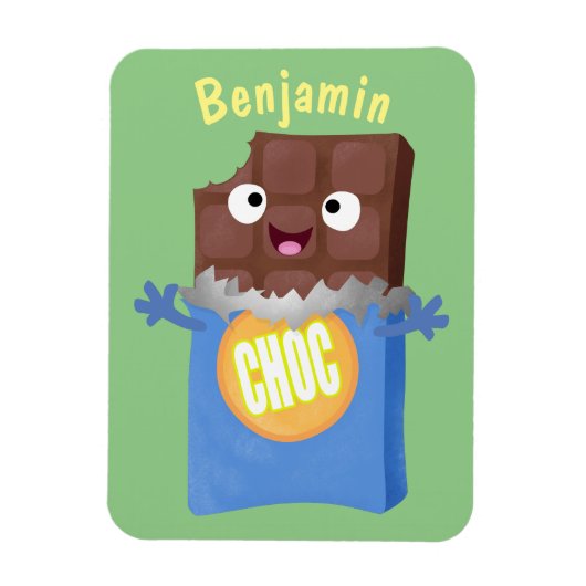 かわいいハッピーチョコレートキャンディバー漫画のキャラクター マグネット (縦)