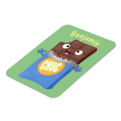 かわいいハッピーチョコレートキャンディバー漫画のキャラクター マグネット (左側)