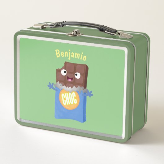 かわいいハッピーチョコレートキャンディバー漫画のキャラクター メタルランチボックス (正面)