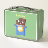 かわいいハッピーチョコレートキャンディバー漫画のキャラクター メタルランチボックス (裏面)