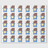 かわいいハッピーチョコレートキャンディバー漫画のキャラクター ラッピングペーパー (フラット)