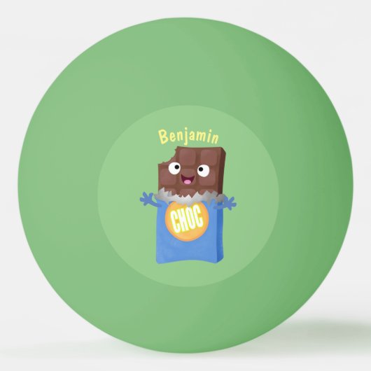 かわいいハッピーチョコレートキャンディバー漫画のキャラクター 卓球ボール (正面)