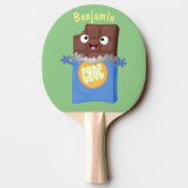 かわいいハッピーチョコレートキャンディバー漫画のキャラクター 卓球ラケット (裏面)