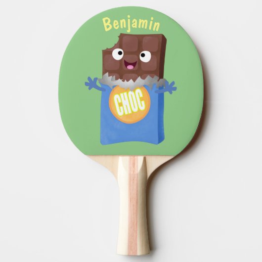 かわいいハッピーチョコレートキャンディバー漫画のキャラクター 卓球ラケット (裏面)