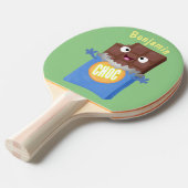 かわいいハッピーチョコレートキャンディバー漫画のキャラクター 卓球ラケット (正面アングル)