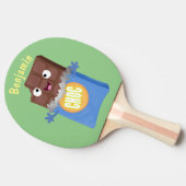 かわいいハッピーチョコレートキャンディバー漫画のキャラクター 卓球ラケット (横)