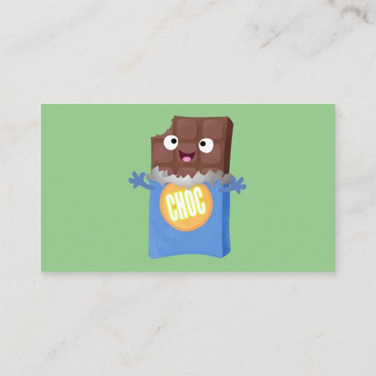 かわいいハッピーチョコレートキャンディバー漫画のキャラクター 名刺 (裏面)