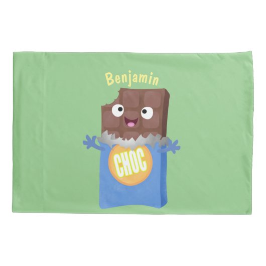 かわいいハッピーチョコレートキャンディバー漫画のキャラクター 枕カバー (裏面)