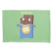 かわいいハッピーチョコレートキャンディバー漫画のキャラクター 枕カバー (正面)