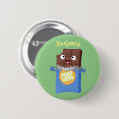 かわいいハッピーチョコレートキャンディバー漫画のキャラクター 缶バッジ (正面&裏面)