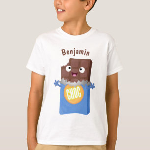 かわいいハッピーチョコレートキャンディバー漫画のキャラクター Tシャツ