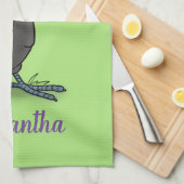 かわいいハッピートゥーカン漫画イラストレーション キッチンタオル (四つ折り)