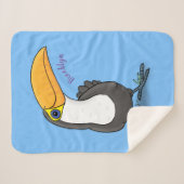 かわいいハッピートゥーカン漫画イラストレーション シェルパブランケット (正面(横))