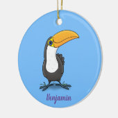 かわいいハッピートゥーカン漫画イラストレーション セラミックオーナメント (左)