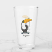 かわいいハッピートゥーカン漫画イラストレーション タンブラーグラス (裏面)