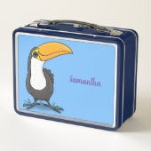 かわいいハッピートゥーカン漫画イラストレーション メタルランチボックス (裏面)