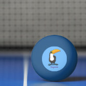 かわいいハッピートゥーカン漫画イラストレーション 卓球ボール (ネット)