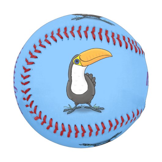 かわいいハッピートゥーカン漫画イラストレーション 野球ボール (正面左)