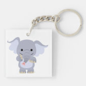 かわいいハッピートゥーンカートエレファントアクリルキーチェーン キーホルダー (裏面)