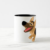 かわいいハッピートカートドイツの羊飼いマグ ツートーンマグカップ (中央)