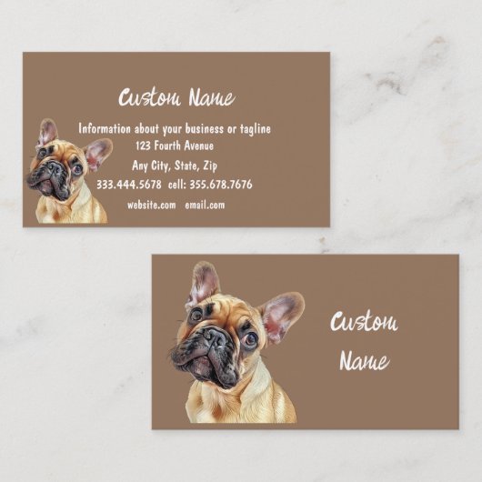 かわいいハッピードッグアニマルペットブルドフランスのッグ 名刺 (正面/裏面)