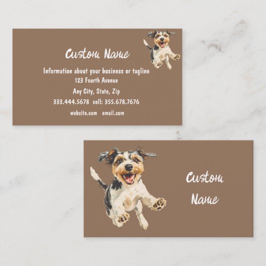 かわいいハッピードッグアニマルペット 名刺 (正面/裏面)