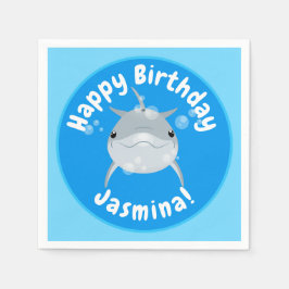 かわいいハッピードルフィンバブル漫画イラストレーション スタンダードカクテルナプキン