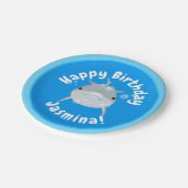かわいいハッピードルフィンバブル漫画イラストレーション ペーパープレート (アングル)
