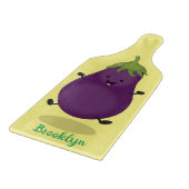 かわいいハッピーナスのナスの漫画イラストレーション カッティングボード (角)