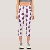 かわいいハッピーナスのナスの漫画イラストレーション カプリレギンス (正面)