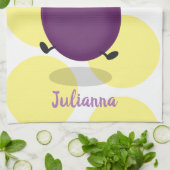 かわいいハッピーナスのナスの漫画イラストレーション キッチンタオル (折り畳み)