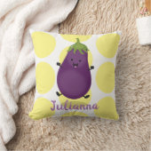 かわいいハッピーナスのナスの漫画イラストレーション クッション (ブランケット)