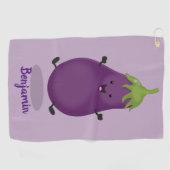 かわいいハッピーナスのナスの漫画イラストレーション ゴルフタオル (横)