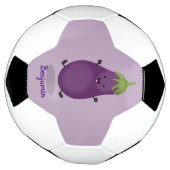 かわいいハッピーナスのナスの漫画イラストレーション サッカーボール (回転)