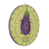 かわいいハッピーナスのナスの漫画イラストレーション ダーツボード (正面左)