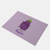 かわいいハッピーナスのナスの漫画イラストレーション ドアマット (アングル)