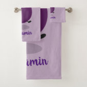 かわいいハッピーナスのナスの漫画イラストレーション バスタオルセット (インサイチュ)