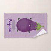 かわいいハッピーナスのナスの漫画イラストレーション バスタオルセット (ハンドタオル)