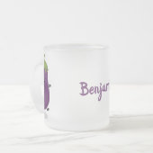 かわいいハッピーナスのナスの漫画イラストレーション フロストグラスマグカップ (正面左)