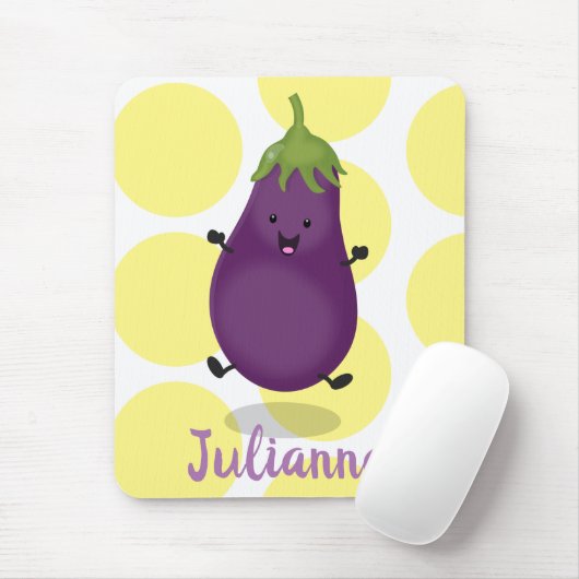 かわいいハッピーナスのナスの漫画イラストレーション マウスパッド (マウス)