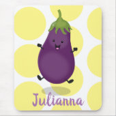 かわいいハッピーナスのナスの漫画イラストレーション マウスパッド (正面)