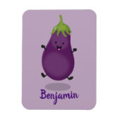 かわいいハッピーナスのナスの漫画イラストレーション マグネット (縦)