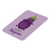 かわいいハッピーナスのナスの漫画イラストレーション マグネット (左側)