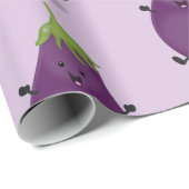 かわいいハッピーナスのナスの漫画イラストレーション ラッピングペーパー (ロールコーナー)