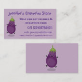 かわいいハッピーナスのナスの漫画イラストレーション 名刺 (正面/裏面)