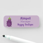 かわいいハッピーナスのナスの漫画イラストレーション 名札 (インサイチュ)