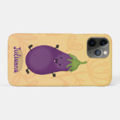かわいいハッピーナスのナスの漫画イラストレーション Case-Mate iPhoneケース (裏面(横))